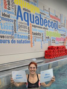 Cliente Aquabecool Manuella de Gréasque célèbre sa 600ème séance d'aquabike